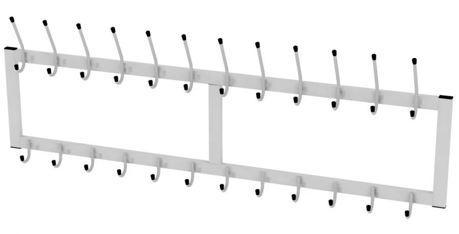 Wall-mounted coat rack with 12 hooks 1500x100x520mm