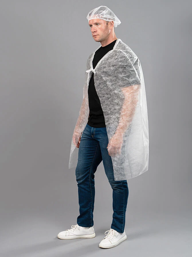 Economical Colorful Spunbond Cover-Up with Drawstring Closure