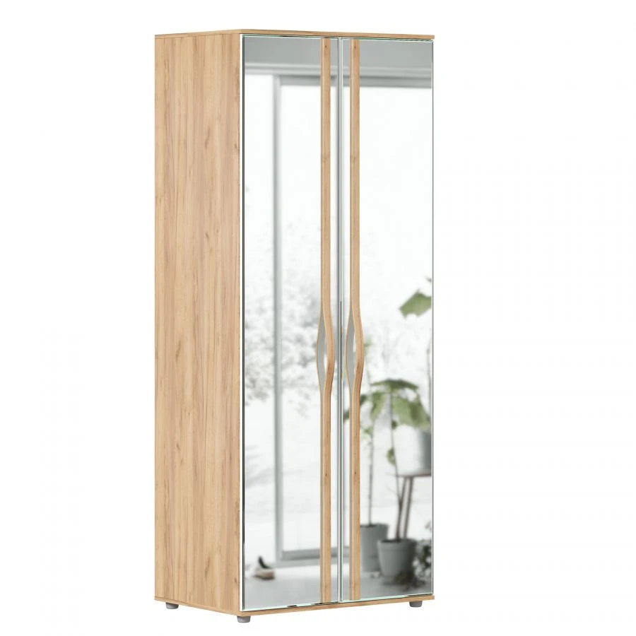 Marta-2 Double Door Mirror Cabinet (Golden Oak/White)