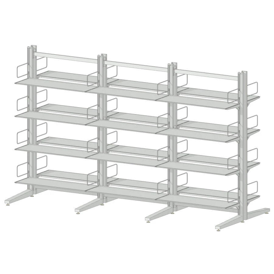 Double-Sided Metal Library Shelf for Documents 2760x1100x1730 mm