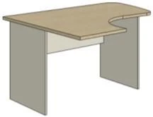 Ergonomic Left Office Desk with Wooden Frame - Gamma Set
