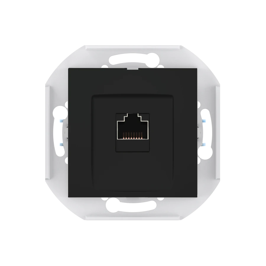 CADUCEUS ALING PRESTIGE Computer Socket with Keystone RJ45 Cat.6 FTP Module (Black Soft Touch)