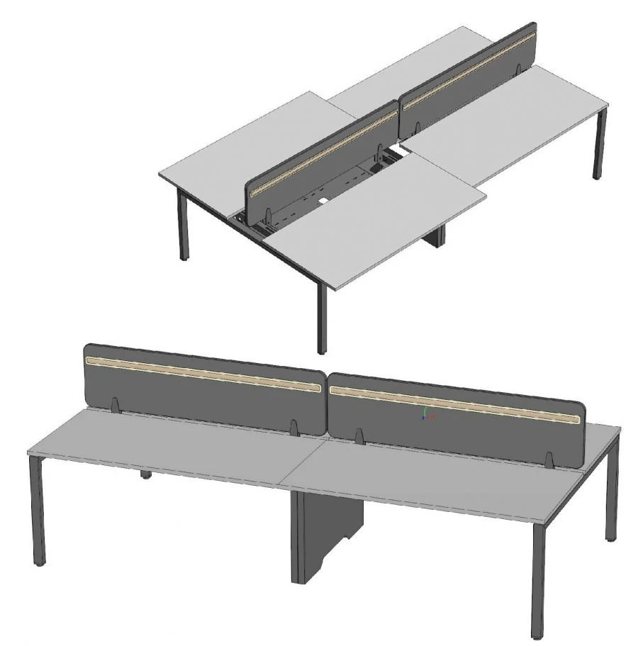 Ergonomic Office Desk with Storage and Cable Management, 4 Workstations