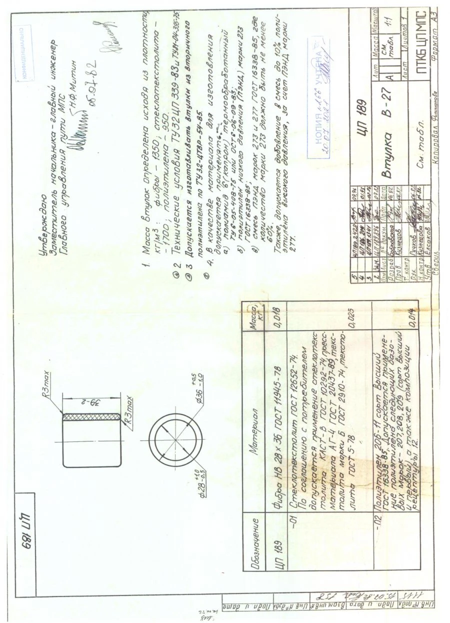 Insulator Bushing V-27 CP 189-02 (392-003) for Railway Rails