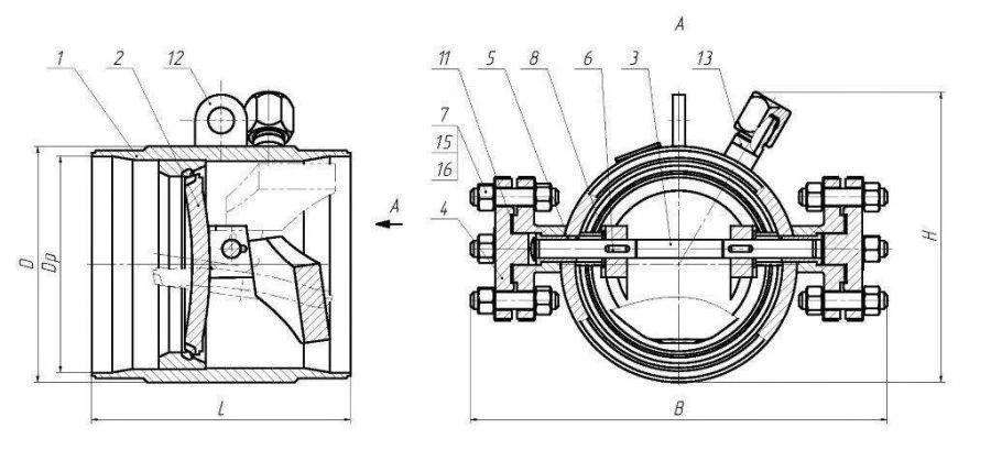 Reverse Flap Check Valve for Welding SAZ 44077 DN 150-1000 PN 2.5-4.0 MPa