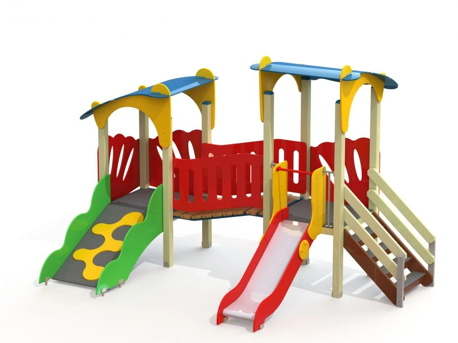 Children's Play Complex with Two Towers, Height 900 mm