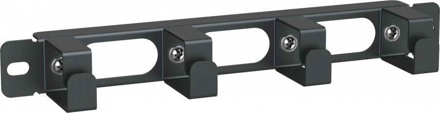 Horizontal Cable Organizer for 10" Cabinet, 1U, 4 Rings, Black - CO05-1M4R-LWS