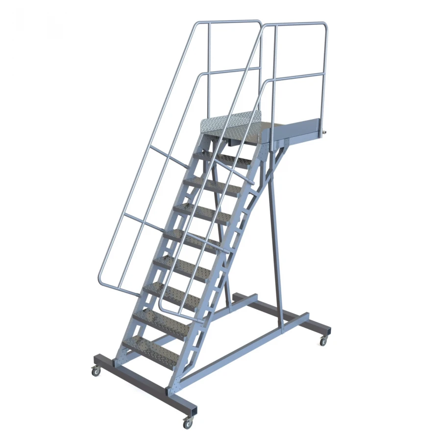 Mobile Aluminum Ladder with Console Platform LSA-2400-300