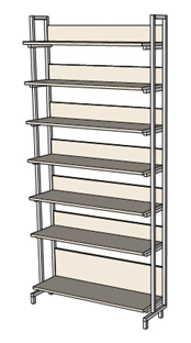 Single-Sided Library Shelf Made of 16mm Chipboard and Metal Frame