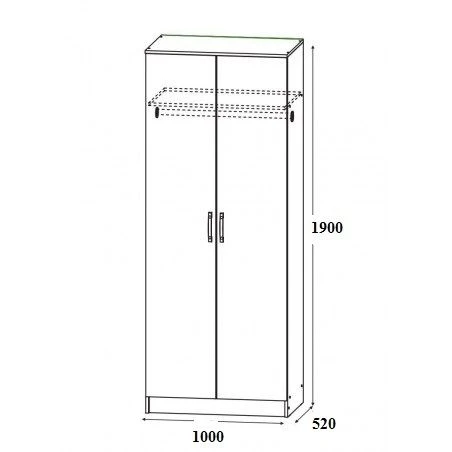 Light Oak Two-Door Wardrobe with Assembly Kit