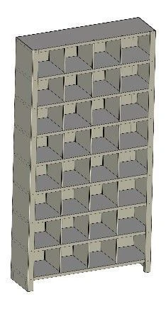 32-Cell Storage Rack with Side and Back Walls