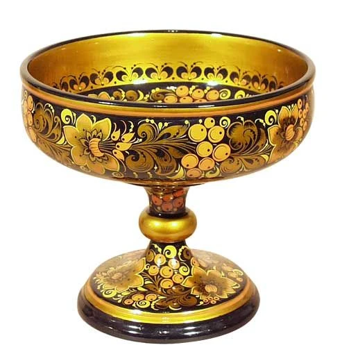 Decorative Fruit Bowl with Khokhloma Painting, 180x195mm, Model 04410180195