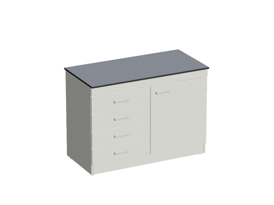Folding Table with Drawers and Doors - Model STL