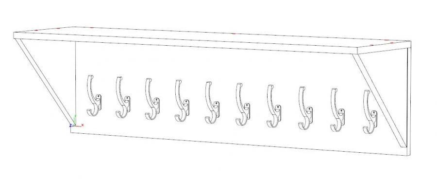 Wall-Mounted Clothes Hanger with Hooks and Hat Shelf