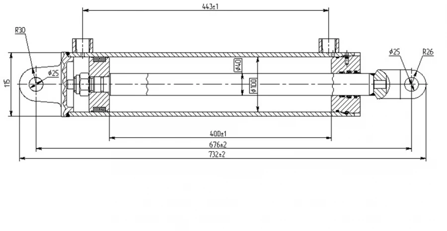 Hydraulic Cylinder 1165.00.00.00 (100x40-400 mm), 16 MPa