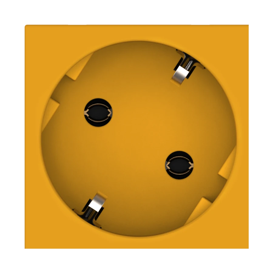 Modular Electrical Socket with Grounding, 45x45mm, 16A, 250V, Orange, CADUCEUS ALING HIDE