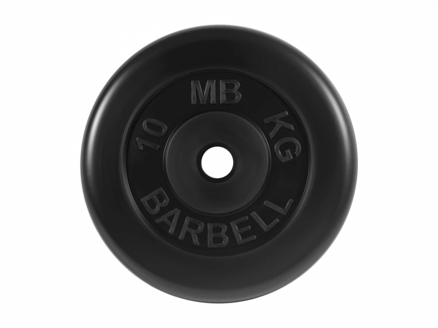 Rubber-Coated Weight Plate Standard, Black, 31mm, 10kg