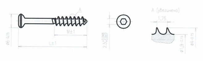 4.0mm Spongy Steel Screw 50mm for Orthopedic Fixation