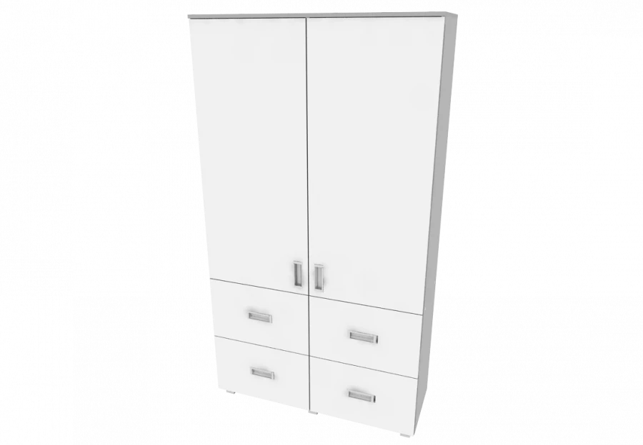 Two-Section Storage Cabinet with Mirrored Doors and 4 Drawers 1100x400x2000mm