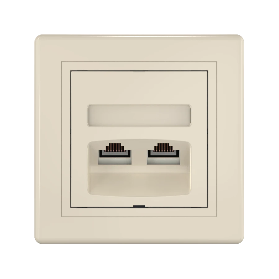 Double Computer Socket with Keystone RJ45 Modules Cat.6 UTP, Beige, Art. 61
