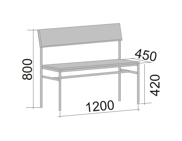 Straight Bench on Metal Frame (BA 2)
