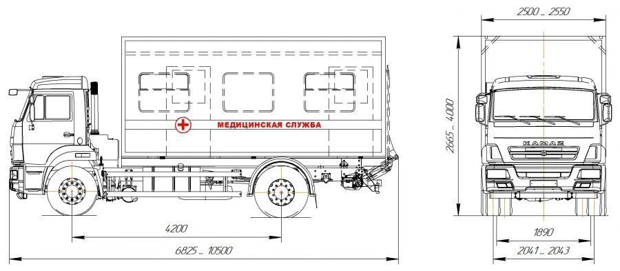 Medical Service Van on KAMAZ Chassis Model 57510 Modification 57580Z