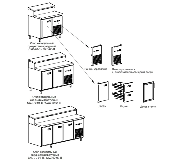 Medium-Temperature Refrigerated Tables SXS-70-02-P