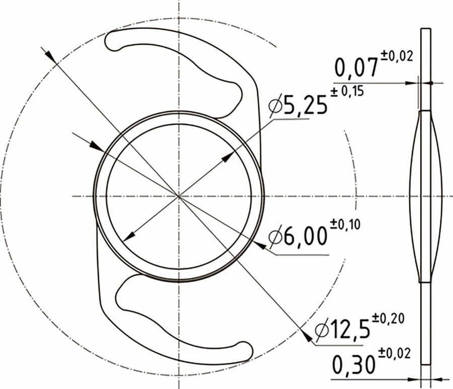 Hydrophobic Aspheric Monofocal Intraocular Lens "NanoCrystal" Citrine CCS12.05IOL/KIT