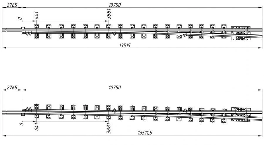Rail with Spike for Switch Points R65 Type 1/11 - Directs Train Movement