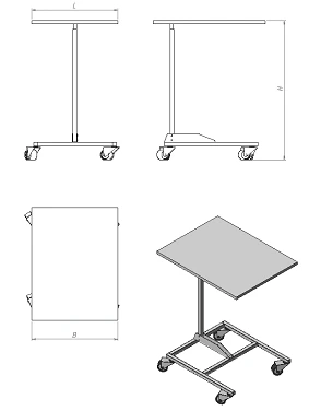 Nightstand Table for Writing and Storage, Series ST.P