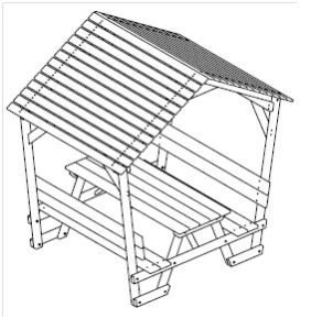 Wooden Table for Public Spaces and Patios, Model 13018