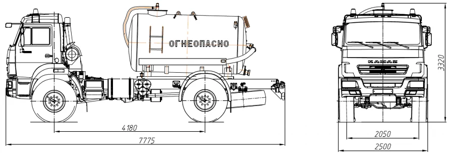 Oil and Gas Condensate Collection Tank AKN/AKNS 4680D3-30 on KAMAZ 53605-A5