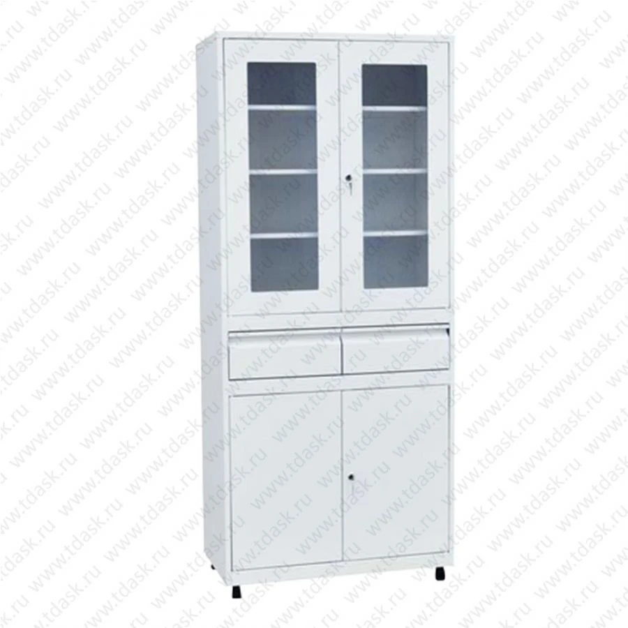 Metal Cabinet with Glass Doors and Drawers SHMMS.02.02