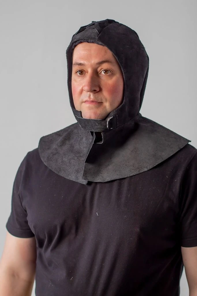 Leather Welder's Cap with Large Neck Flap, Model AD3