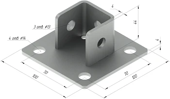 Stainless Steel Support SM-F1 100x100x44mm AISI 304