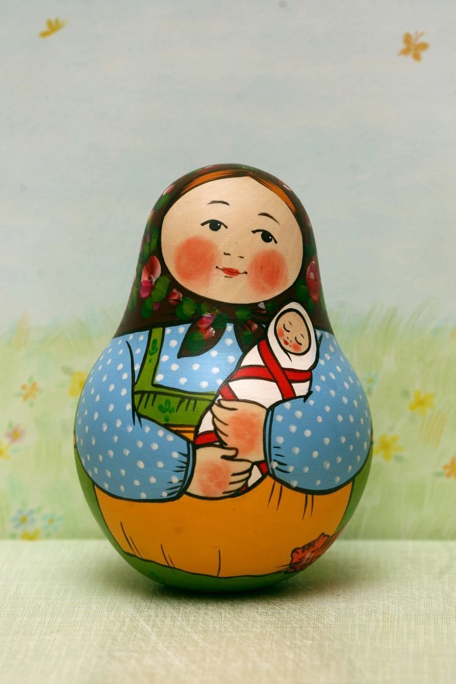 Mama Wobble Toy - 13cm Wooden Rocking Toy