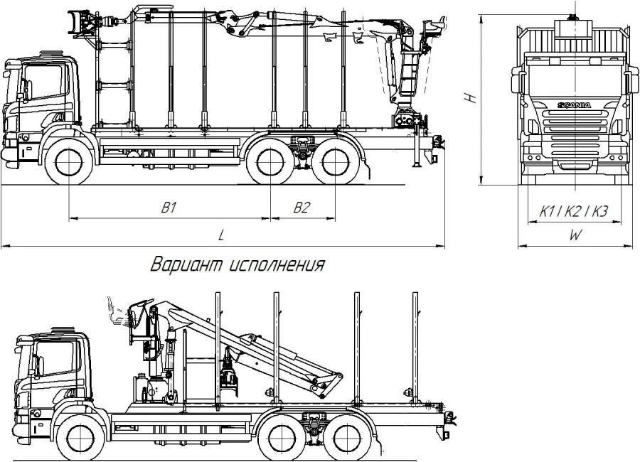 Timber Transport Truck with Crane Model 5908XA