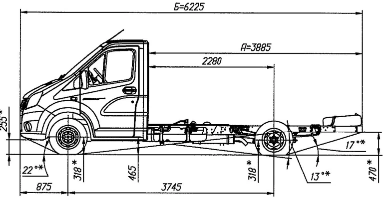 GAZelle NEXT Chassis, Modification A21R35, Dual-Fuel Engine (Gasoline/LPG) Euro-5, N1