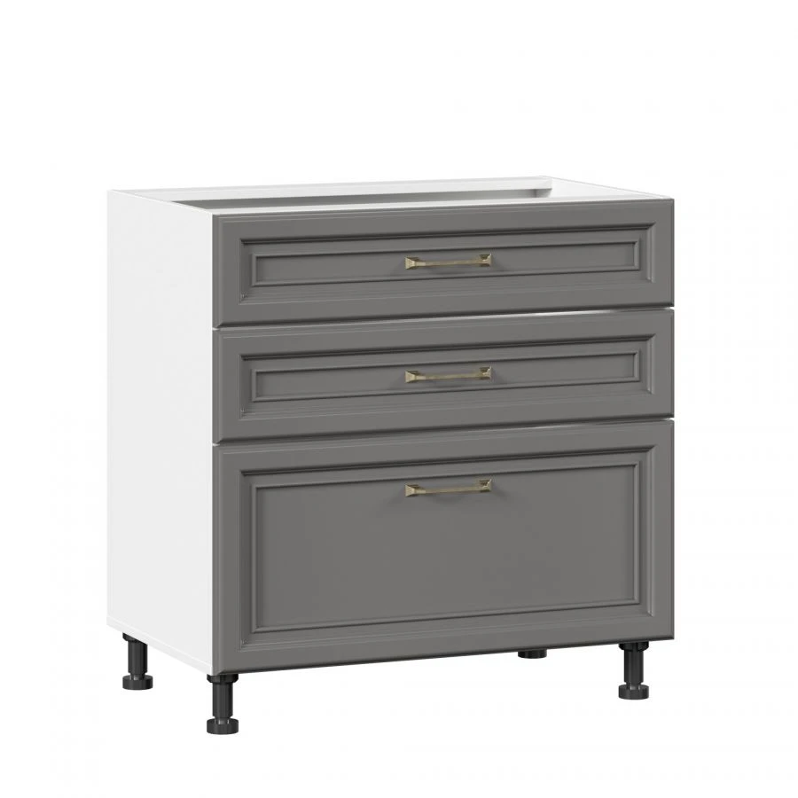 Gelato LD.241850.000 Luxury Kitchen Cabinet Facade Set with 3 Drawers 800 in Onyx Gray