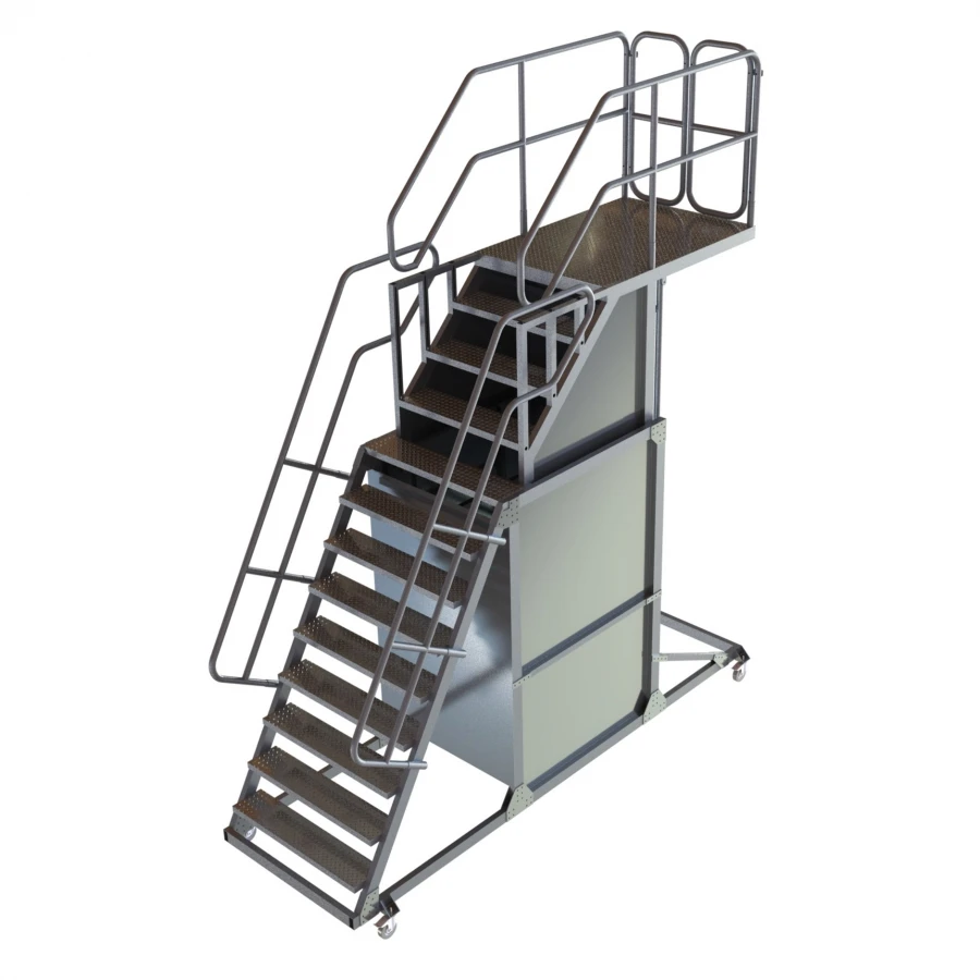 Adjustable Height Mobile Aluminum Ladder Platform LPR-3100-250