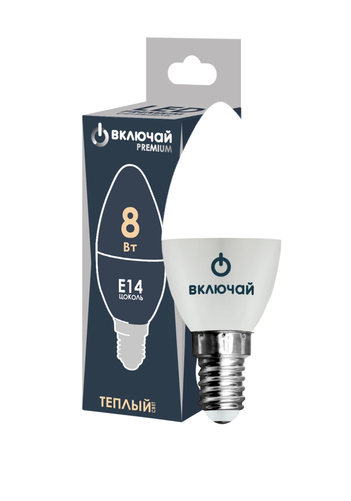 8W E27 LED Candle Light Bulb 3000K 220V (LED PREMIUM C37-8W-E27-N)