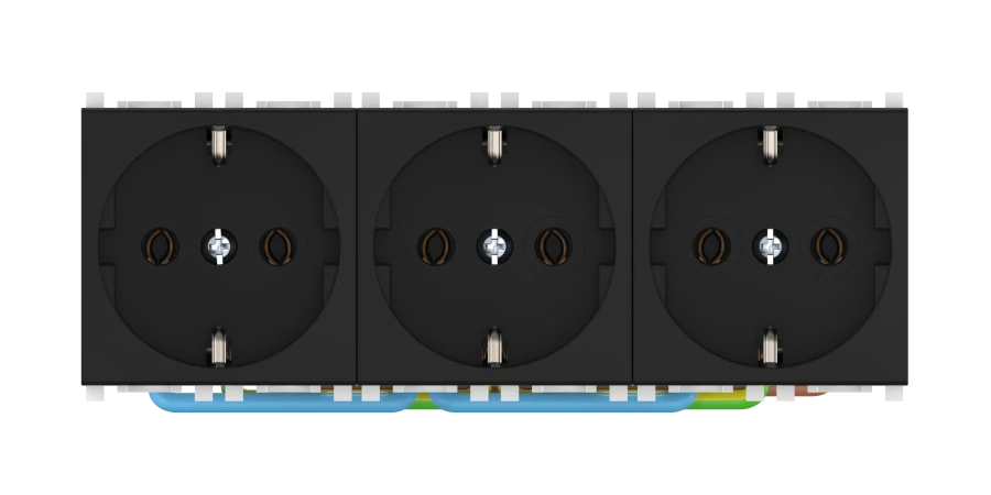 CADUCEUS ALING Experience Triple Socket with Grounding 3x16A, 250V, Black (Soft Touch), Art. 74113.E1