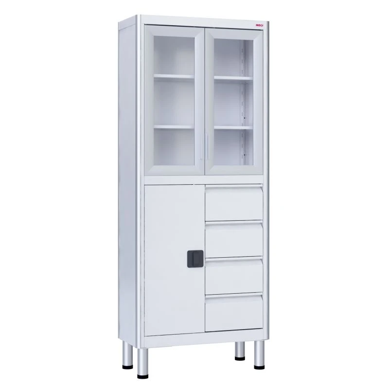 Medical Cabinet with Two Sections, Aluminum and Carbon Steel, Model MCK-02