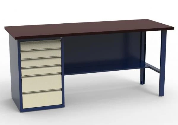 Single-column workbench with laminated plywood top, SV-1T.06.00.19.FL