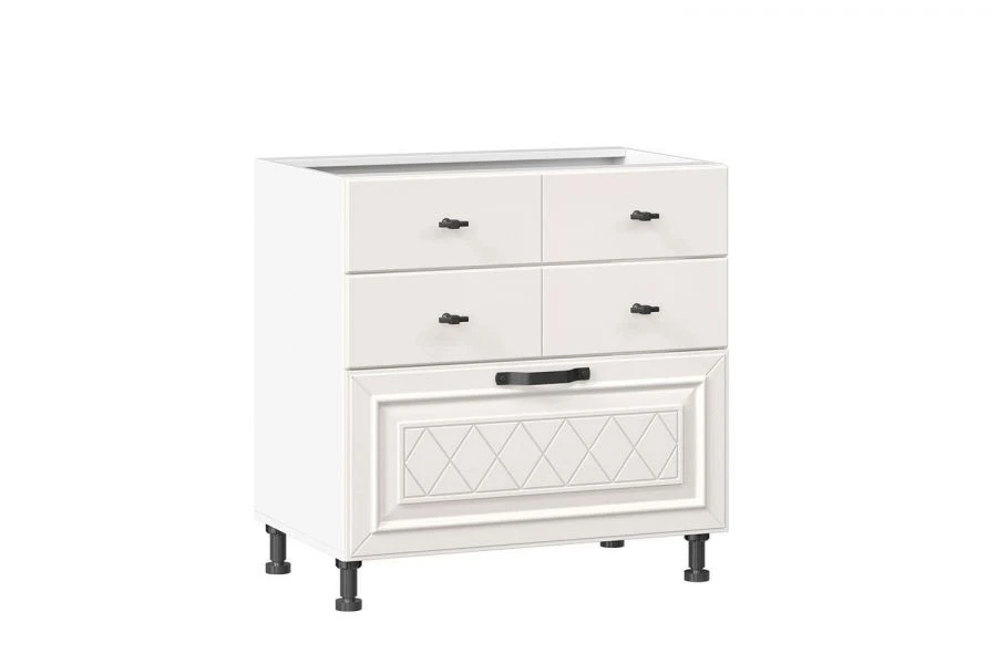 Marina LD.273160.000 Alabaster Kitchen Base Cabinet Facade Set with 3 Drawers