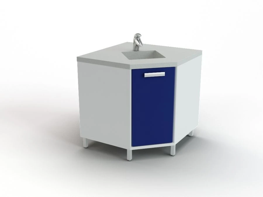 Corner Module with Sink, Model 102-002, Dimensions 850x850x850mm