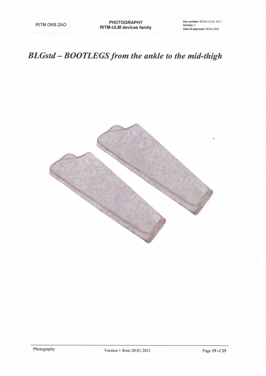 Multi-layer Therapeutic Device based on Metallized Film "RITM-ULM" / Gaiter (from Ankle to Mid-Thigh)