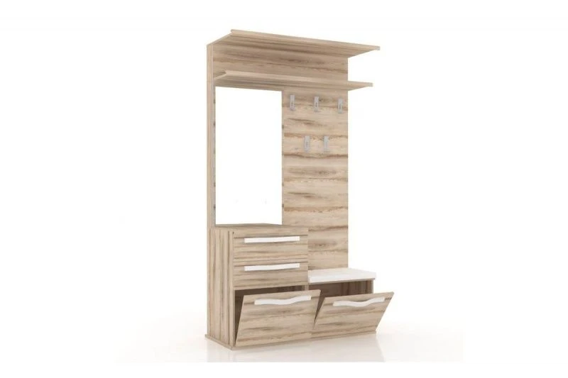 Combined Coat Rack with Mirror Marta LD 124.110.000 (White/Desira Ash)