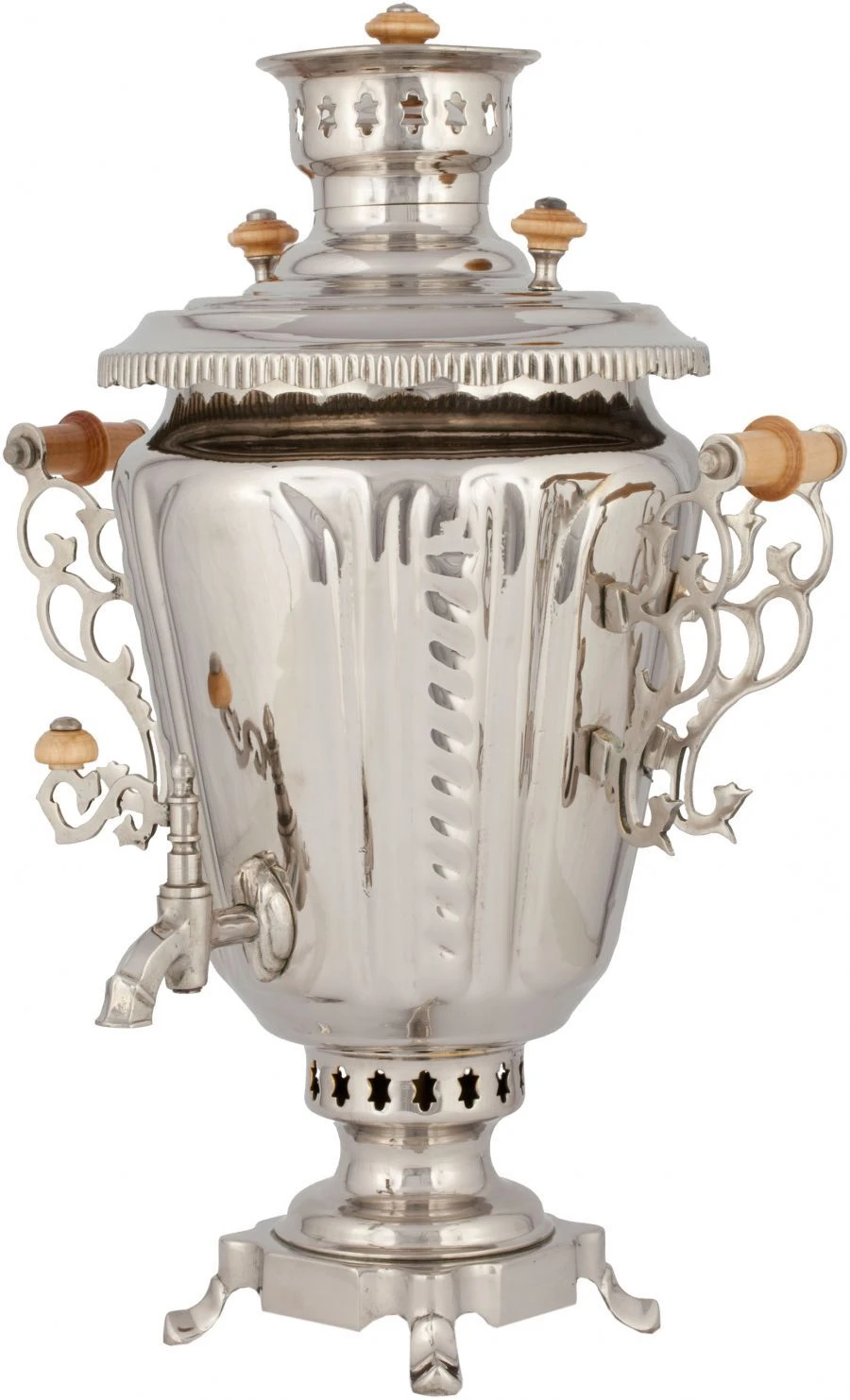 Traditional Charcoal Samovar 7 Liters Ryumka Nickel Coated