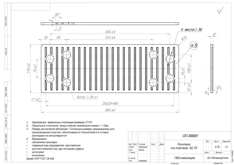KD-65 Cushioning Pad for Railway Fastening